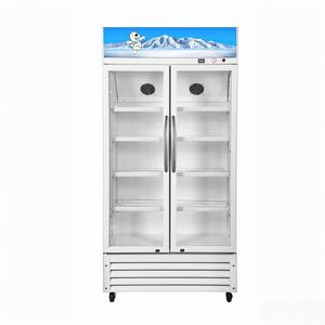 Vitrine réfrigérée verticale à deux portes en verre de 553 L, refroidissement direct, pour supermarché, blanche - Product Image 1