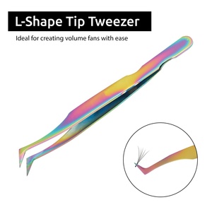 Pince à épiler professionnelle à 90 degrés pour extension de cils fournitures d'extension de cils pince à épiler à pointe de fibre - Product Image 5