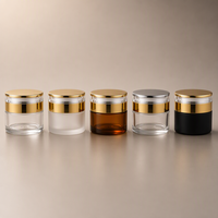 Pot en verre transparent avec couvercle doré 6oz 8oz 10oz, électroplaqué, pour bougies de luxe, gommages corporels, sels de bain, fournisseur de cadeaux pour hôtels et boutiques