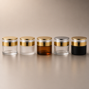 Clear Glass Jar with Gold Lid 6oz 8oz 10oz Electroplated Luxury Candle Body Scrub <b>Bath</b> Salt Hotel Boutique Gift Supplier - Product Image 6