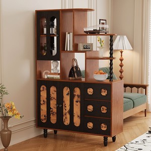 Mueble de entrada vintage Shulin, divisor de recibidor, mueble de madera multifuncional para sala de estar con puertas y cajones - Product Image 3