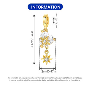 Colgante de borla con forma de corazón y estrella de ocho puntas de circonita, un accesorio de pulsera DIY sofisticado y lujoso para mujer - Product Image 3