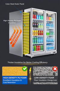 Congélateur Vitrine Commerciale -25°C Monotempérature à Refroidissement par Air, Vitrine Réfrigérée 3 Portes en Acier Inoxydable pour Aliments Surgelés - Product Image 6