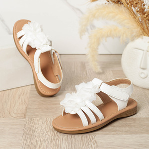 Sandales pour enfants, été, nouvelle mode, sandales romaines pour filles, plage, cuir, blanches - Product Image 2