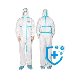 ชุดคลุมป้องกันทางการแพทย์แบบใช้แล้วทิ้งชนิดไมโครพอรัส PP ไม่ถักทอ น้ำหนัก 63 กรัมต่อตารางเมตร ตะเข็บเสริมด้วยเทป - Product Image 4