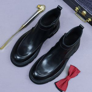 Bottes Chelsea de luxe pour hommes en cuir véritable, légères, en cuir de vachette, pour affaires - Product Image 3