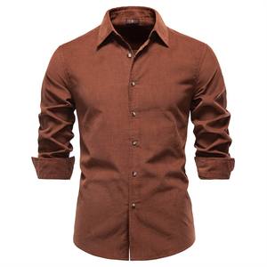 <span class=keywords><strong>Camisa</strong></span> de Hombre <span class=keywords><strong>para</strong></span> Otoño e Invierno, Nueva, Color Sólido, 100% Algodón, Estilo Casual de Negocios, Cuello de Solapa, Manga Larga, Formal, Versátil - Product Image 1