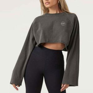 Fabricación de alta calidad Puff estampado bordado pulóver manga larga algodón gris Sudadera de cuello redondo de gran tamaño para mujer - Product Image 1