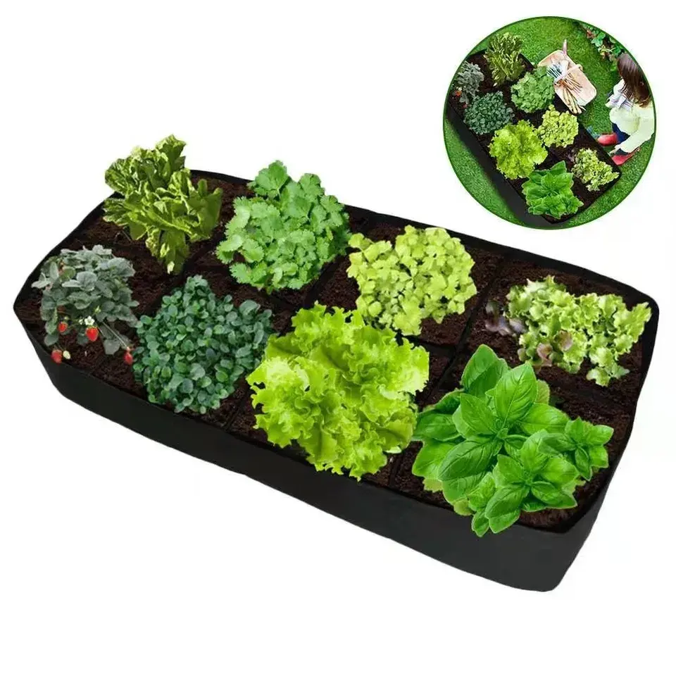 Grand lit rectangulaire en feutre de jardin surélevé en tissu Herb Flower Vegetable Plants Bed