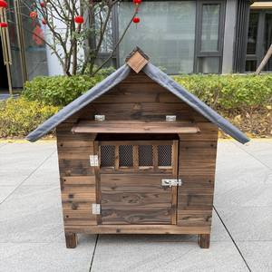 Modern House Pine Wood Medium Dog Kennel Outdoor Pet Door Window with Cover Waterproof for <b>Cats</b> and Dogs All Seasons - Product Image 3