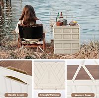 Boîte de rangement en plastique pliante multifonctionnelle Couverture en bois pour le camping en plein air Pique-niques Technique d'injection Rectangle