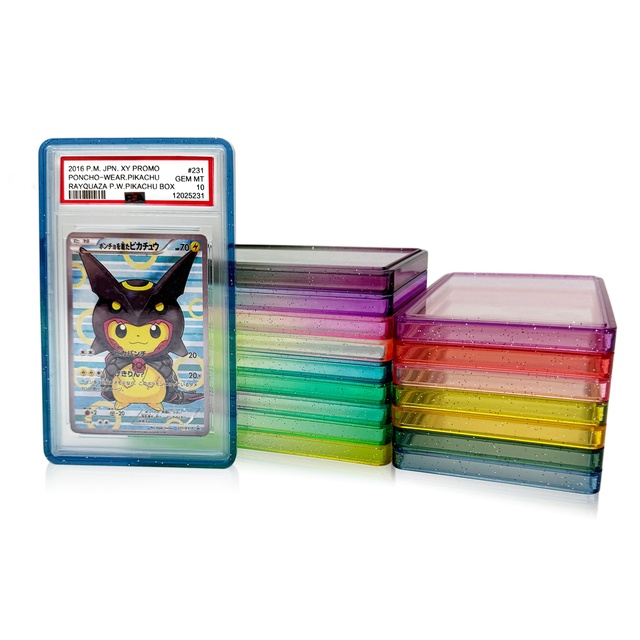 Back Panel Plate Gradient Color Glitter Silicone Gel Graded Card Slab Protector Bumper Guard Clear Acrylic Plate for Slab Clip