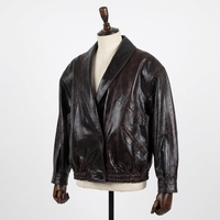 Blouson en peau de mouton pour femme, écologique, anti-plis, vente en gros usine, véritable, marron foncé, coupe bomber, uni, automne, col court, boutonné