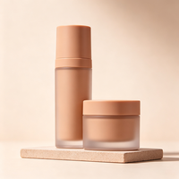 Lot d'emballages cosmétiques rose poudré en gros – Flacons de lotion givrés vides 30g 50ml et pots pour routine de soin en vrac