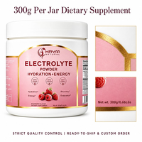 Poudre d'électrolytes de marque privée OEM/ODM, saveur framboise, sans sucre, zéro calorie, zéro glucides, certifiée Halal, 300g, énergétique