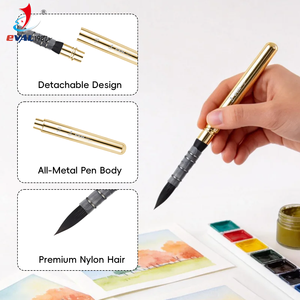 Nouveaux pinceaux de voyage ronds en nylon souple à pointe fine pour <span class=keywords><strong>aquarelle</strong></span>, avec étui en cuir, pour gouache, acrylique et peinture à l'huile - Product Image 2