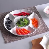 Onbreekbaar restaurant hapjes-snack servies 12 inch wit melamine schaal met 5 compartimenten