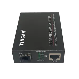 Convertisseur de média fibre optique pour commutateur réseau TiNCAM Gigabit LC 10/100/1000Mbps Ethernet Media avec réseau 1 * RJ45 + 1 * SFP GSM Tarted