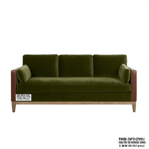 Canapé Contemporain DB Knox 84 In Style Ferme Moderne Vert Olive Velours Haute Performance Pieds en Bois Salon Trois Places - Product Image 1