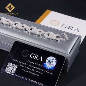 Baguette VVS iced OUT Moissanite Diamond Link Chain Link Chain hip hop กำไลข้อมือ925เงินคุณภาพดีสำหรับผู้ชาย - Product Image 5