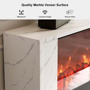Cheminée électrique <span class=keywords><strong>en</strong></span> bois d'ingénierie moderne AJUNION, support <span class=keywords><strong>TV</strong></span>, chaleur réglable, luminosité de la flamme personnalisable avec télécommande - Product Image 3