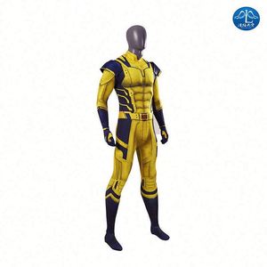 Disfraz de Halloween para Hombre, Disfraz de Superhéroe de <span class=keywords><strong>Película</strong></span>, Disfraz de Cosplay de James Howlett, Traje de Lobo, Disfraz Amarillo, Disfraz de <span class=keywords><strong>Wolverine</strong></span> - Product Image 1