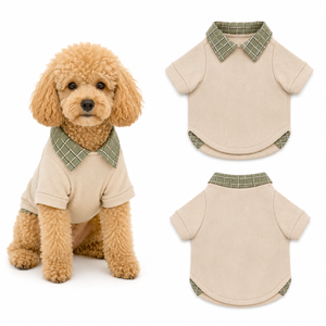 Chemise pour chien en tissu côtelé à col à carreaux, vêtements pour animaux de compagnie, t-shirt personnalisé à manches courtes pour chiot, pour Teddy, Poodle, petit et moyen chien, tenue quotidienne - Product Image 1