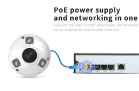 Caméra IP panoramique fisheye 360 degrés 12MP, caméra de sécurité CCTV extérieure PoE, IP66, anti-vandalisme, vision nocturne IR, WDR, H.265, carte SD