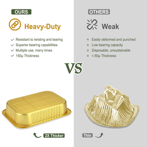 Boîte alimentaire jetable en aluminium doré isolée et épaissie avec couvercle en PP, de qualité alimentaire, pour poisson grillé et grillades - Product Image 3