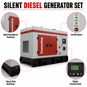 Générateur diesel électrique super silencieux Cummins Weichai Perkins, options de 25 kVA à 400 kVA avec ATS, fréquence 50/60 Hz, faible régime - Product Image 6