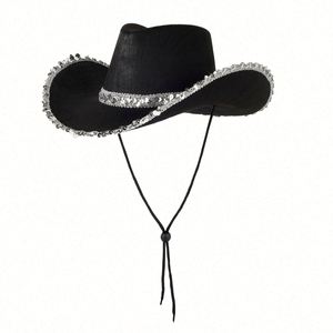 Sombrero de Vaquero Occidental para Novia, Festival de Carnaval de Halloween, Sombrero de Fiesta Vaquero Unisex con Bordado de Lentejuelas, Casual, para Viajes, 4 Estaciones - Product Image 6