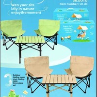 Ensemble table et chaises pliantes de camping - Table carrée portable d'extérieur au design raffiné pour pique-nique et camping