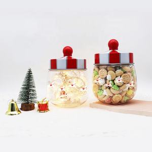 क्रिसमस सजावट ढक्कन गोल आकार भोजन नट्स कैंडी कंटेनर पारदर्शी ग्लास जार कैनिस्टर ग्लास भंडारण बोतल कोई समीक्षा नहीं - Product Image 4