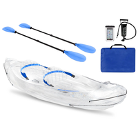 Vanace Nouveau Design Portable Double Pliable Canoë De Pêche Gonflable 2 Personnes Transparent Kayak Canoë Bateau avec Pagaie à Vendre