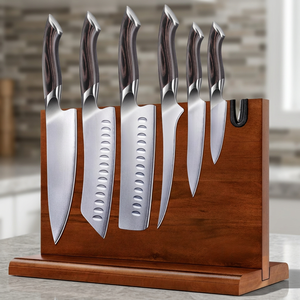 Ensemble de 7 couteaux de chef en acier molybdène-vanadium de haute qualité, finition Damas, design ambidextre, nouveau manche en résine verte, tissu Oxford - Product Image 3