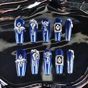 Uñas postizas de lujo acrílicas con diseño de estrella, mariposa y flores, extra largas, de cobertura completa, hechas a mano, precio de fábrica al por mayor. - Product Image 2