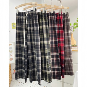 <span class=keywords><strong>Pantalon</strong></span> long à carreaux taille haute en soie glacée douce <span class=keywords><strong>Pantalon</strong></span> décontracté printemps été <span class=keywords><strong>pantalon</strong></span> mince à jambes larges pour <span class=keywords><strong>femme</strong></span> - Product Image 3