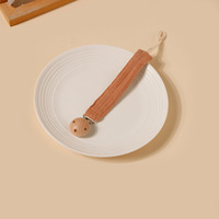 Attache-tétine en coton pour nouveau-né, tressée à la main, avec anneau de dentition en bois de hêtre, support de tétine, cadeaux de naissance, chaîne de tétine