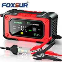 Cargador de Batería de Coche FOXSUR 12V 7A, Mantenedor de Batería Digital, Carga Rápida Inteligente para Baterías de Gel de Calcio, AGM y Plomo-Ácido