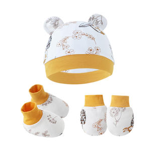 2023 nouveau commerce extérieur Beanie bébé oreille chapeau dessin animé nouveau-né casquette infantile Beanie gants et couvre-pieds 3 pièces ensemble - Product Image 4