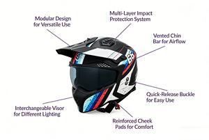 Casco Convertible de Doble Propósito, Certificado por el DOT, Material ABS, Doble Lente, Ligero y Transpirable, Casco de Seguridad para Ciclismo - Product Image 3