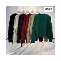 Pull décontracté d'hiver pour femme, col rond, imprimé, anti-plis, en maille tricotée à la machine, polyester/coton, manches longues, coupe ajustée, haute qualité