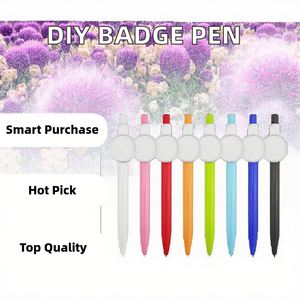 Stylo publicitaire DIY 25 mm avec porte-badge de 1 pouce, en plastique, à action poussoir, pour la création de badges promotionnels - Product Image 3