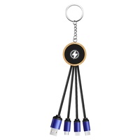 Câble de données 3-en-1 en bambou écologique, charge rapide de téléphone, câble USB-C, nouveau câble électronique en nylon tressé de type C avec porte-clés