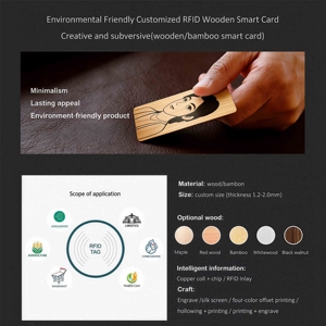 GSC Black Wooden RFID Blocking Business NFC <b>Card</b> with Custom Logo Waterproof Credit <b>Card</b> Size 13.56MHz Frequency - Product Image 4