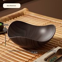 Saladier en bois d'ébène épaissi, plateau à fruits triangulaire, écologique, non toxique, luxe léger, rétro, en plastique, pour collations de bureau