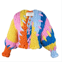 Cardigan floral vintage pour femme, tricoté décontracté et ample, col en V, nouvelle collection printemps, vente en gros