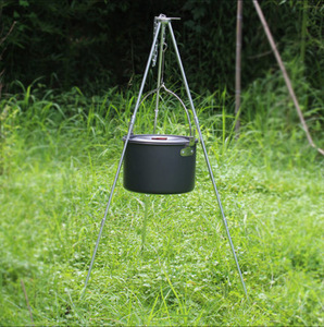 Portable pliable 1mm d'épaisseur en alliage d'aluminium trépied fournitures de Camping en plein air avec support de feu de joie <span class=keywords><strong>suspendu</strong></span> <span class=keywords><strong>Pot</strong></span> étagère gril pour les voyages - Product Image 4