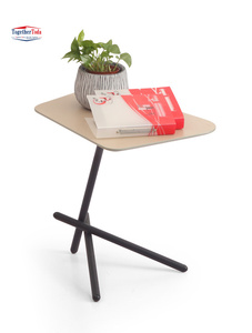 Tối giản không đối xứng hình dạng kỳ lạ nhà văn phòng phòng khách khu vực ăn uống chân kim loại đầu giường màu trắng bên bàn - Product Image 2