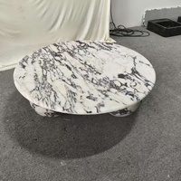 Table basse moderne de luxe nordique en marbre, socle durable Calacatta Viola, ensemble de meubles pour chambre et salon